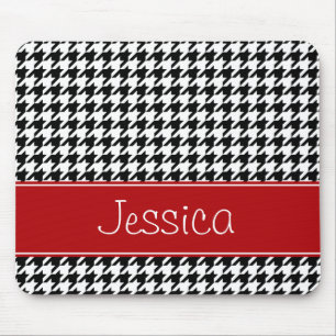 Mousepad Houndstooth vermelho e preto formal personalizado
