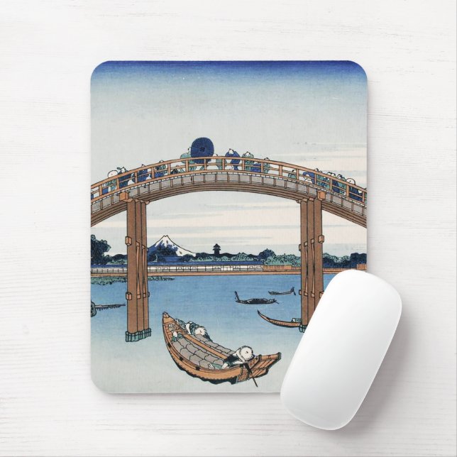 Mousepad Housai Monte Fuji visto de baixo da ponte masculin (Com mouse)