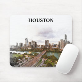 Mousepad Houston Texas Viagens vintage City Watercolor