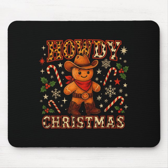 Mousepad Howdy Christmas Cowboy Gingerbread Design  (Frente)