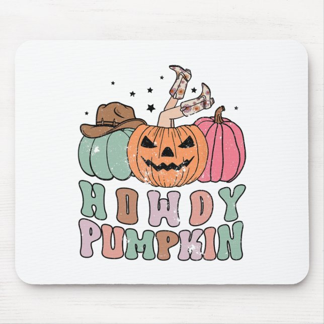Mousepad Howdy Pumpkin Western Fall Rodeo Halloween (Frente)