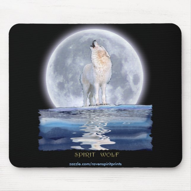 MOUSEPAD HOWLING WHITE WOLF & ALASKA MOON (Frente)