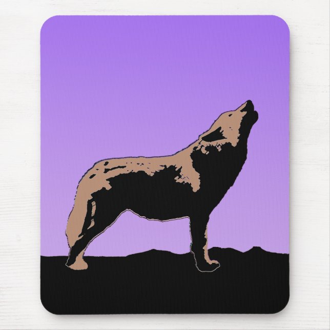 Mousepad Howling Wolf at Sunset - Arte original sobre a vid (Frente)