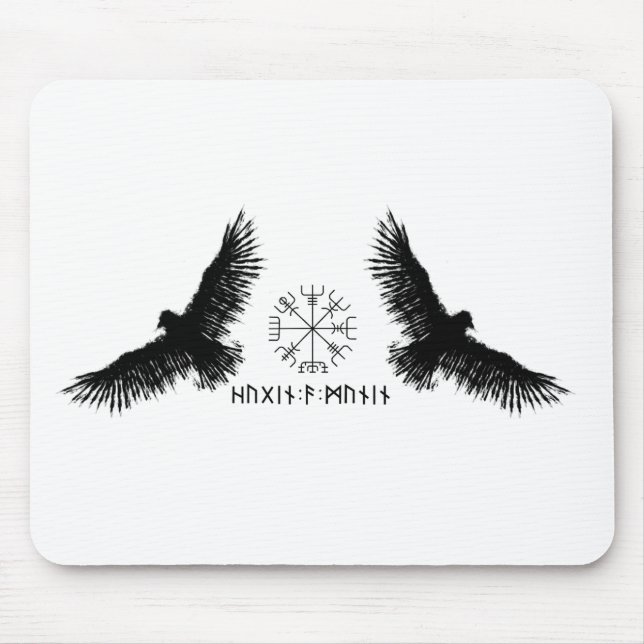 Mousepad Hugin & Munin | Vegvisir | Odins Raben | schwarz (Frente)