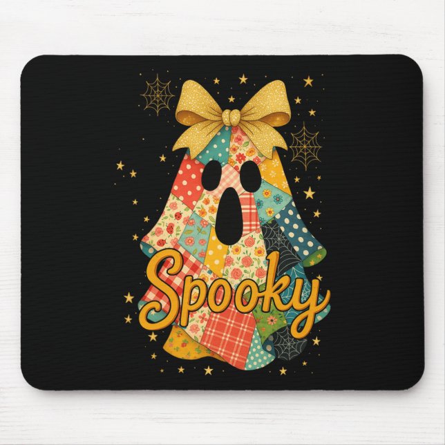 Mousepad Hugvyn Halloween Patchwork Spooky Ghost Arco Prepp (Frente)