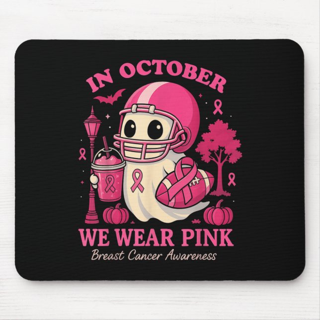 Mousepad Hugvyn In October We Wear Nk Ghost Halloween Breas (Frente)