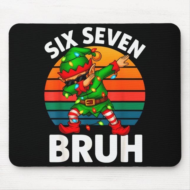 Mousepad Hugvyn Six Seven 6 7 Meme Dabbing Elfo Alegre Nata (Frente)