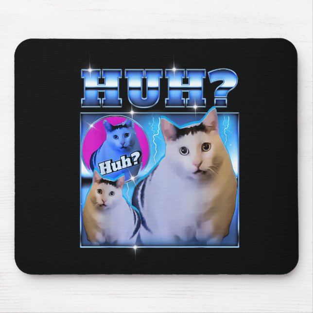 Mousepad Huh Cat Funny Cat Meme Weird Cat Bootleg  (Frente)