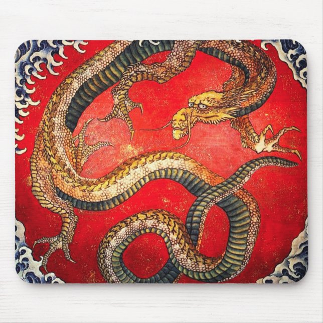 Mousepad Hukusai, Dourado Dragão Japonês (Frente)