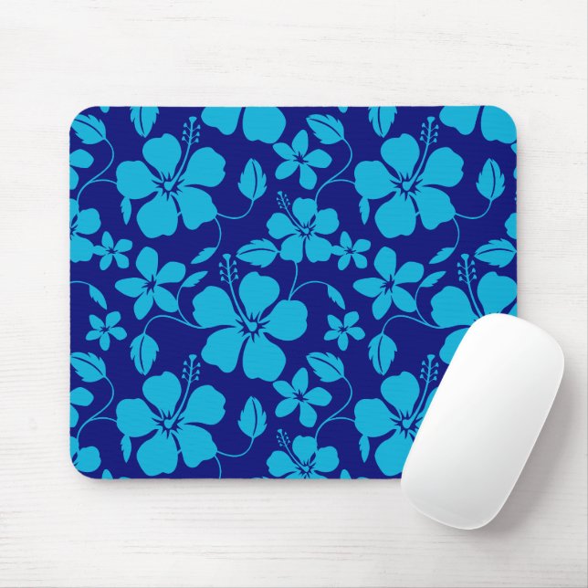 MOUSEPAD HULA HAVAIANA (HIBÍSCO) AZUL ESCURO/CLARO (Com mouse)