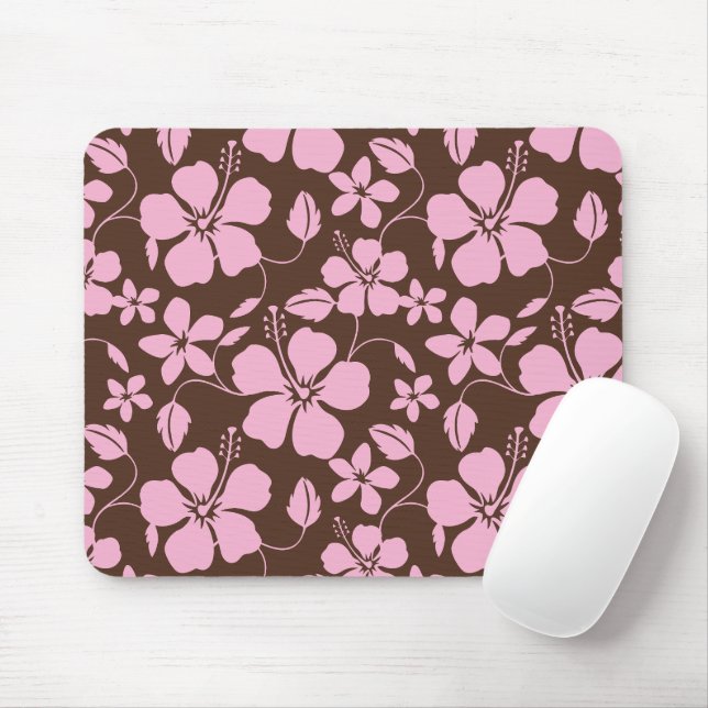 MOUSEPAD HULA HAVAIANA (HIBÍSCUS) MARROM/ROSA (Com mouse)