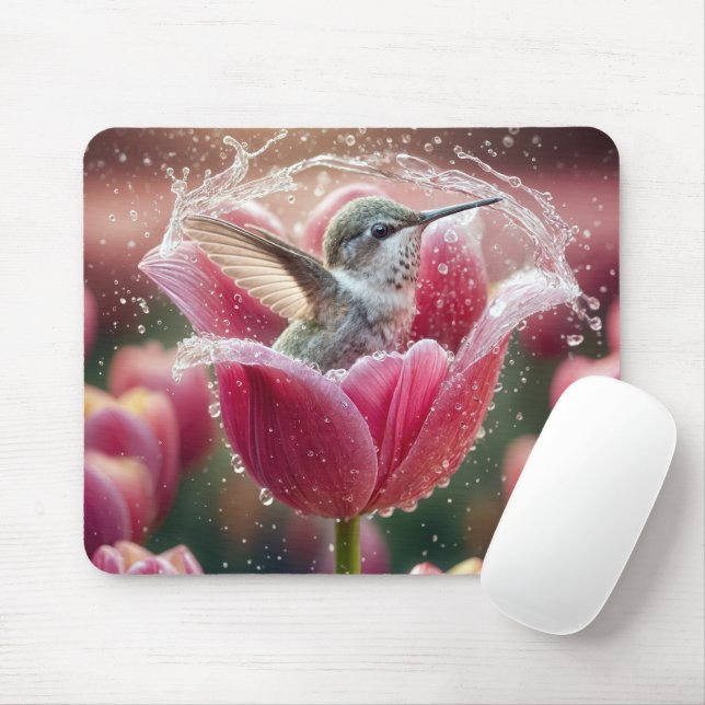Mousepad Hummingbird Espalhando em Tulipa (Com mouse)