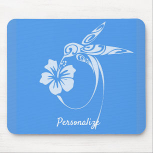 Mousepad Hummingbird Simples e Elegante Azul e Branco