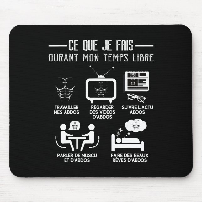 Mousepad Humor Abs Bodybuilding Free Time Work 6 pacotes (Frente)