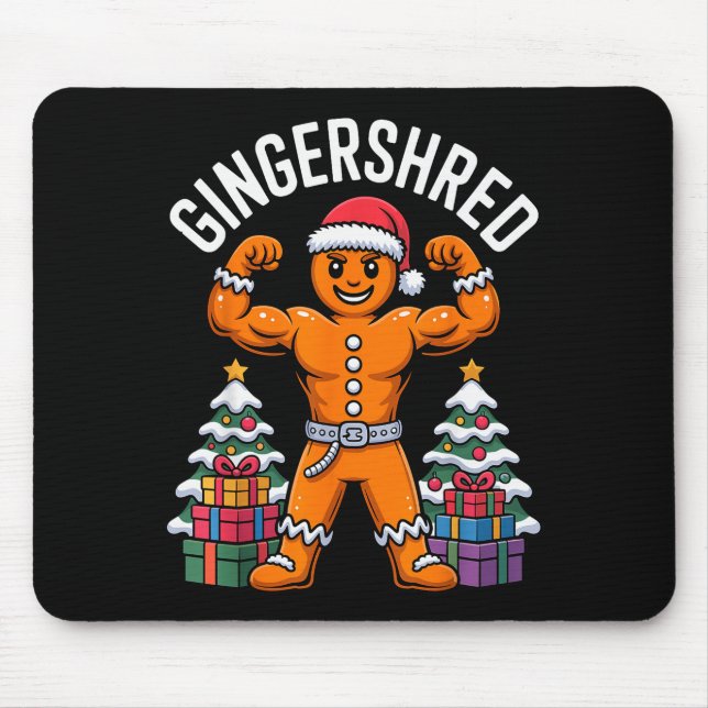 Mousepad Humor de Natal de Gengibre Muscular Ralado Ginásti (Frente)