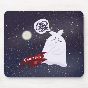 Mousepad Humor Divertido de Halloween Fantasma Pensativo