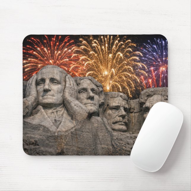 Mousepad Humor do Monte Rushmore com Fogos de Artifício (Com mouse)