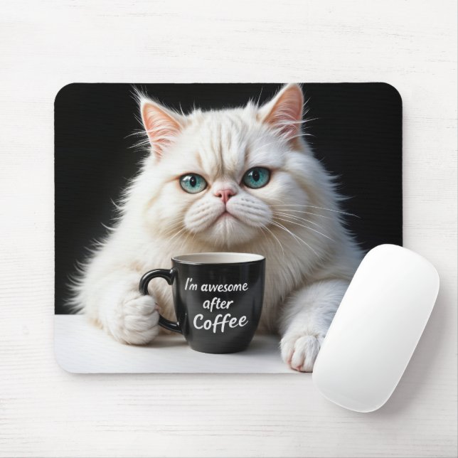 Mousepad Humor Gato Persa Branco (Com mouse)