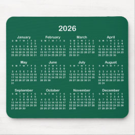 Mousepad Hunter Green and White 2026 Calendar
