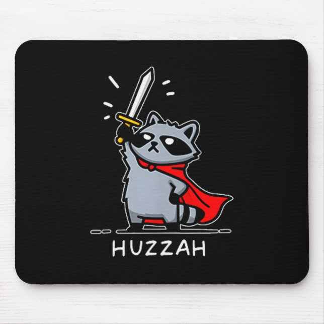 Mousepad Hurra Mapache Cavaleiro Citação Meme Espada Divert (Frente)