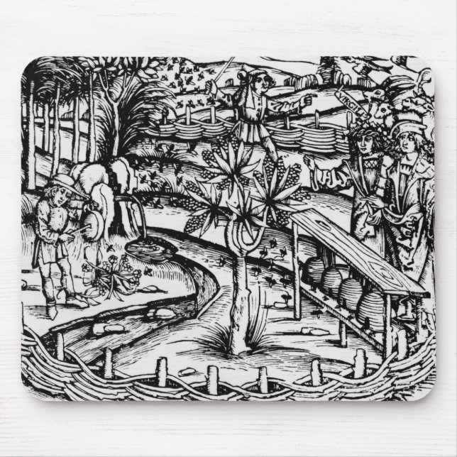 Mousepad Husbandsmen felizes que tendem as abelhas, (Frente)