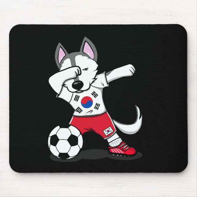 Mousepad Husky Dabbing Coreia do Sul Fãs de Futebol Amantes (Frente)