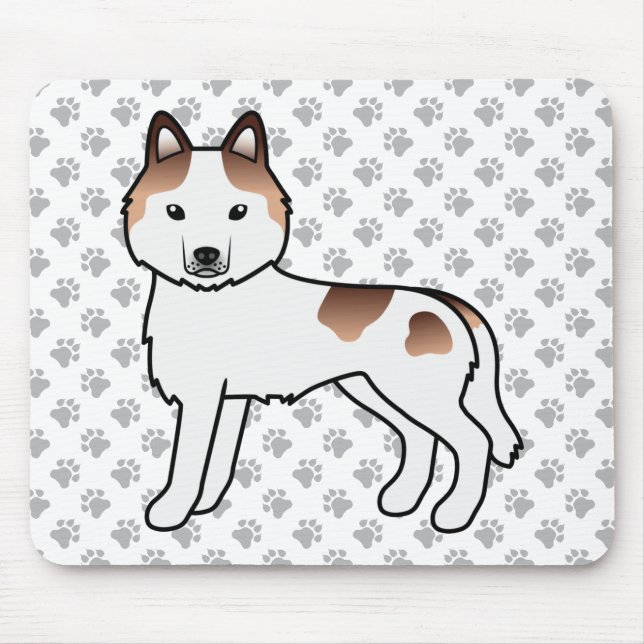 Mousepad Husky Siberiano Piebald Vermelho Cachorro Cartoon  (Frente)