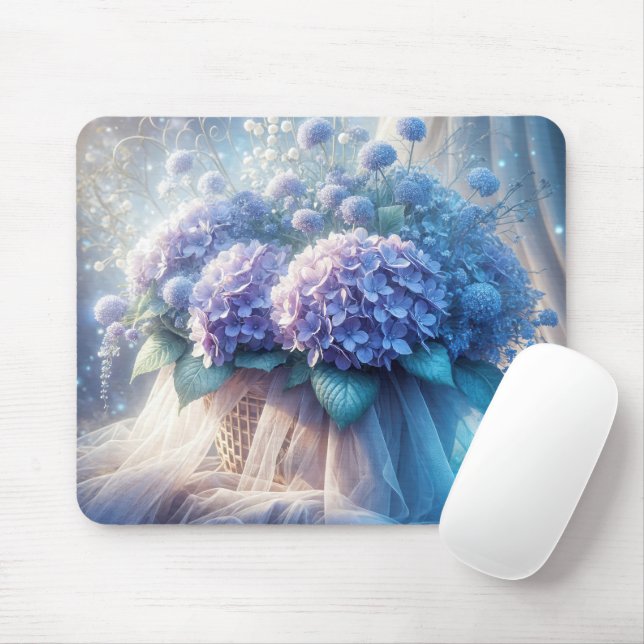 Mousepad Hydrangea Basket Buquê e Tulle (Com mouse)