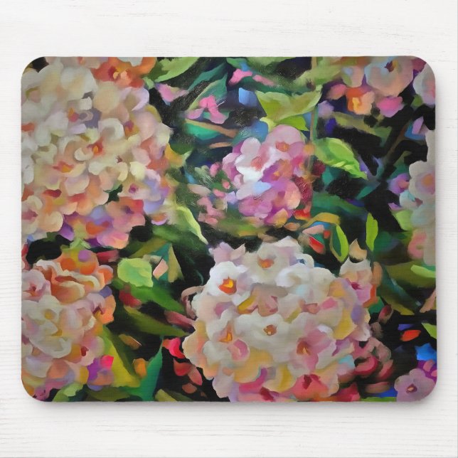 Mousepad Hydrangea Blossom Decorativo Arte Floral Rosa (Frente)