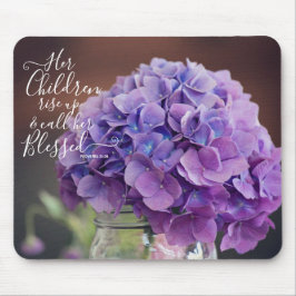 Mousepad Hydrangea Dia de as mães-cristão púrpura Verso