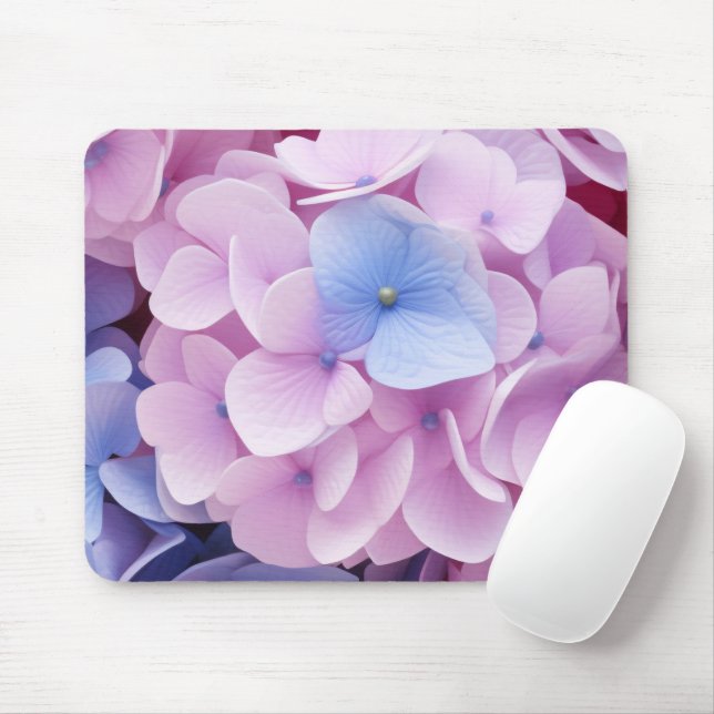 Mousepad Hydrangea Flowers Padrão Sem Costura (Com mouse)