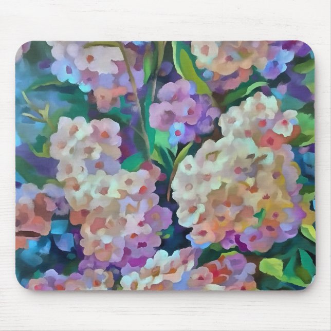 Mousepad Hydrangeas Artísticas Hortensia Floral Abstrato Ar (Frente)