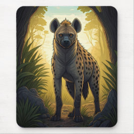 Mousepad Hyena in a Forest Clearing
