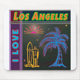 Mousepad "I AMVE Los Angeles" Sun Palm Tree & Surfer Mousep