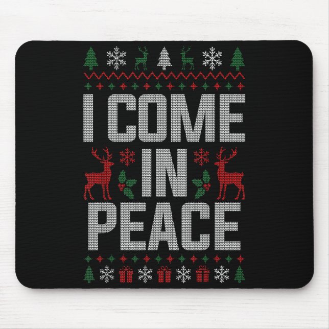 Mousepad I Come In Peace Couple Matching Ugly Christmas Swe (Frente)