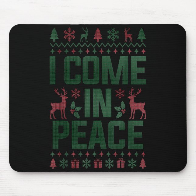 Mousepad I Come In Peace Couple Matching Ugly Christmas Swe (Frente)