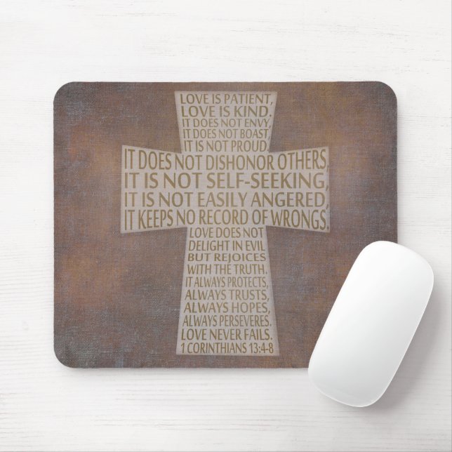 Mousepad I Coríntios 13 Capítulo do Amor Cruz Cristã (Com mouse)