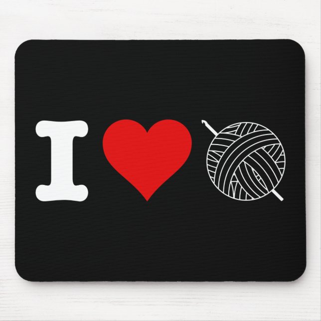 Mousepad I Heart Love Crochet (Frente)