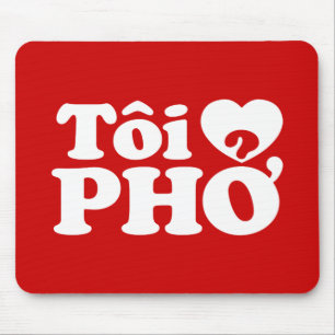 Mousepad I Heart (Love) Pho (Tôi→ PHỞ) Língua vietnam