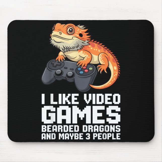 Mousepad I Like Video Games Bearded Dragon Gamer Introvert  (Frente)