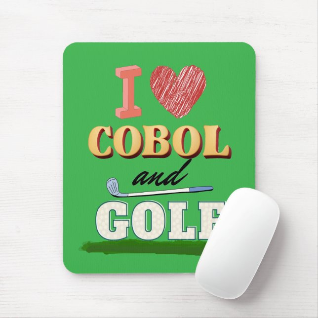 Mousepad I Love Cobol Programming and Golf  (Com mouse)