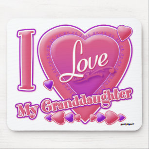 Mousepad I Love My Granddaughter pink/purple - heart