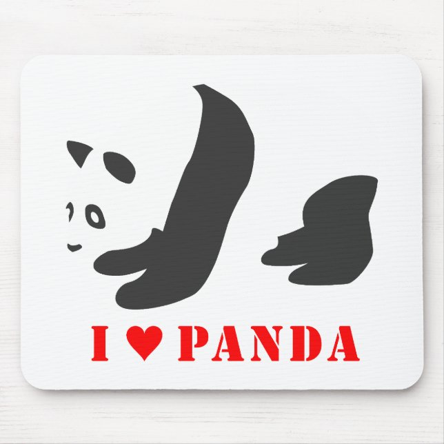 Mousepad I Love Panda (Preto) (Frente)