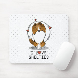 Mousepad I Love Shels (sable 2) Shetland Sheepdog Cute