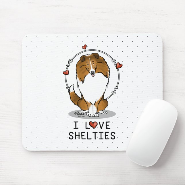 Mousepad I Love Shels (sable 2) Shetland Sheepdog Cute (Com mouse)
