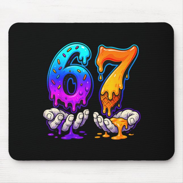 Mousepad Ice Cream Drip 6 7 Number 67 Six Seven Meme Mens B (Frente)