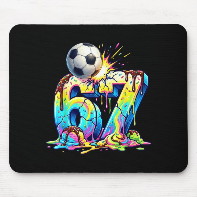 Mousepad Ice Cream Drip Soccer 67 Six Seven Funny Gen Alpha (Frente)