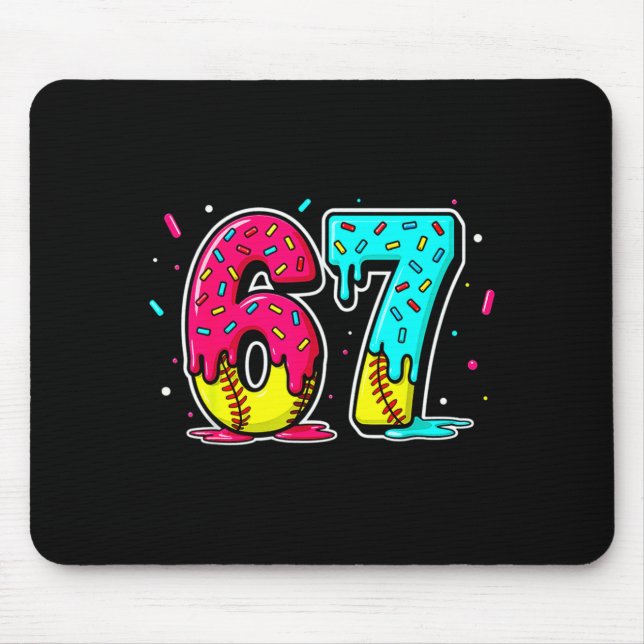 Mousepad Ice Cream Dripng Softball Drip Funny 6 7 Six Seven (Frente)