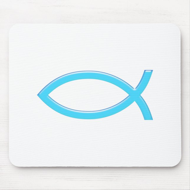 Mousepad Ichthus - Christian Fish Symbol - Azul (Frente)