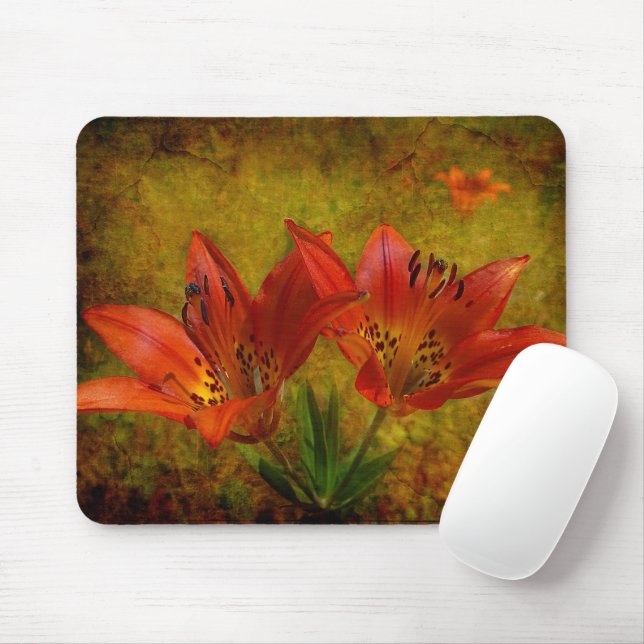 Mousepad Ícone de Lily da Prairie Vermelha Ocidental Textur (Com mouse)